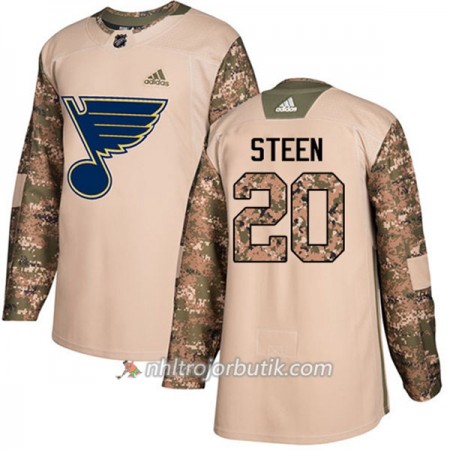 Män Ishockey St. Louis Blues Tröja Alexander Steen 20 Adidas 2017-2018 Camo Veterans Day Practice Authentic